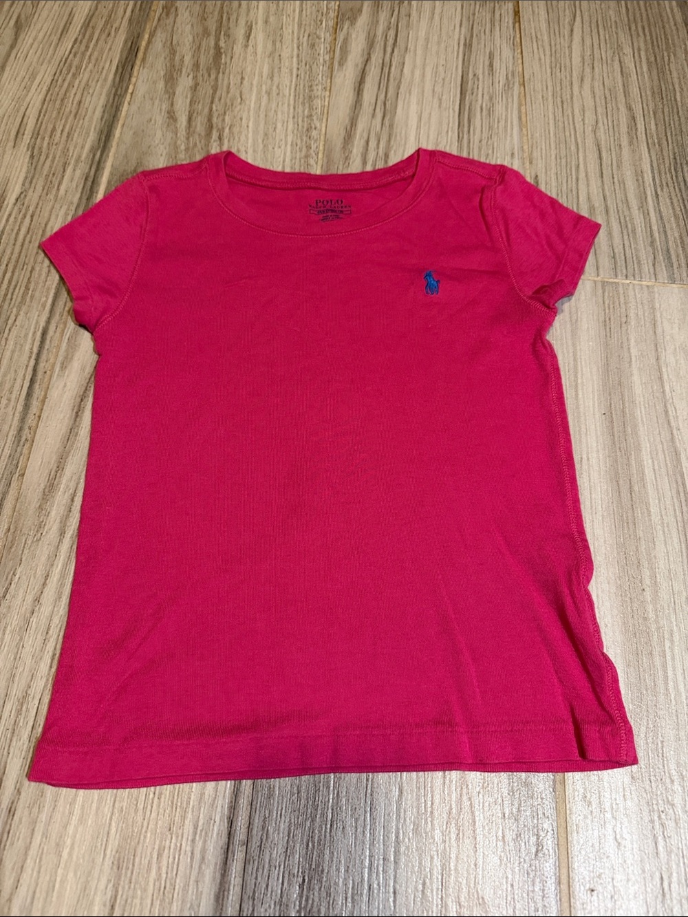 Ralph Lauren Hot Pink Short Sleeve Tee with Blue Pony Embroider